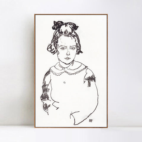 INVIN ART Framed Canvas Giclee Print Woman#79 by Egon Schiele Wall Art Living Room Home Office Decorations