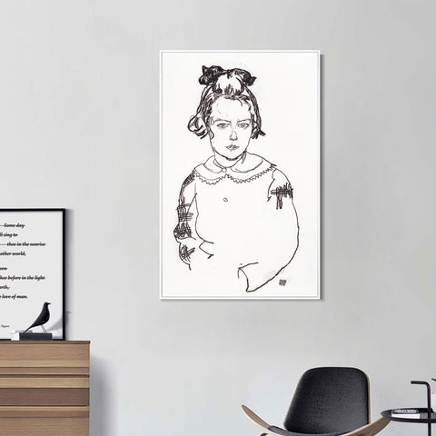 INVIN ART Framed Canvas Giclee Print Woman#79 by Egon Schiele Wall Art Living Room Home Office Decorations