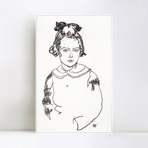 INVIN ART Framed Canvas Giclee Print Woman#79 by Egon Schiele Wall Art Living Room Home Office Decorations