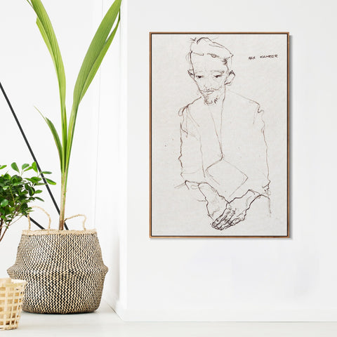 INVIN ART Framed Canvas Giclee Print the old man#80 by Egon Schiele Wall Art Living Room Home Office Decorations