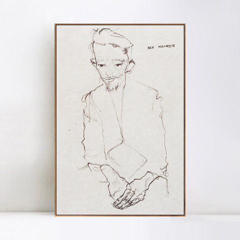 INVIN ART Framed Canvas Giclee Print the old man#80 by Egon Schiele Wall Art Living Room Home Office Decorations