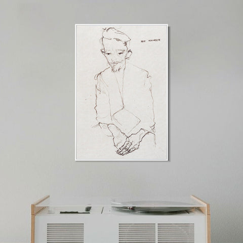 INVIN ART Framed Canvas Giclee Print the old man#80 by Egon Schiele Wall Art Living Room Home Office Decorations