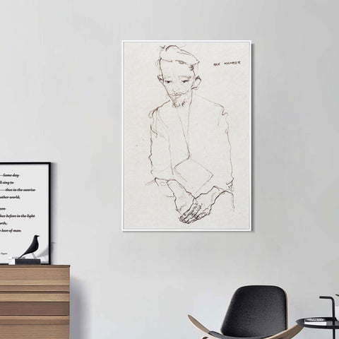 INVIN ART Framed Canvas Giclee Print the old man#80 by Egon Schiele Wall Art Living Room Home Office Decorations