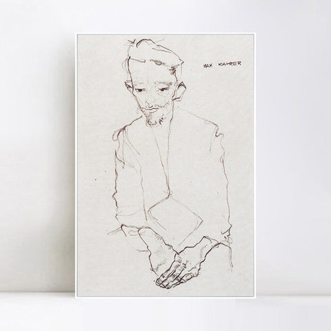 INVIN ART Framed Canvas Giclee Print the old man#80 by Egon Schiele Wall Art Living Room Home Office Decorations
