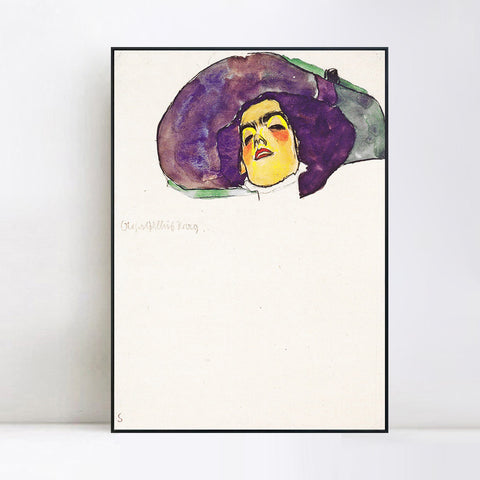 INVIN ART Framed Canvas Giclee Print Sleeping woman#81 by Egon Schiele Wall Art Living Room Home Office Decorations