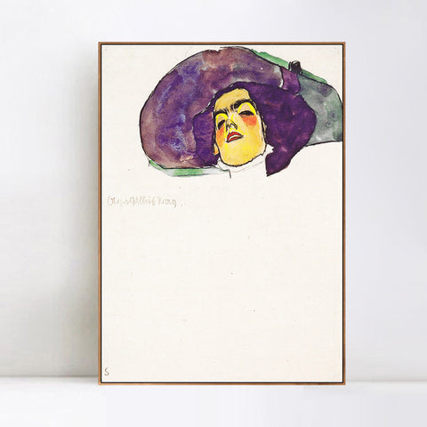 INVIN ART Framed Canvas Giclee Print Sleeping woman#81 by Egon Schiele Wall Art Living Room Home Office Decorations