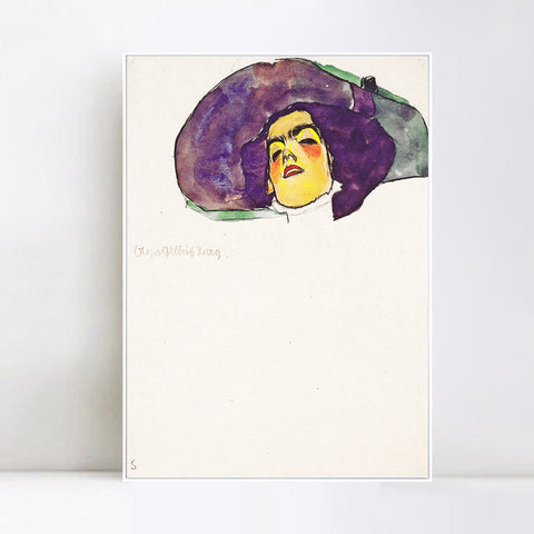 INVIN ART Framed Canvas Giclee Print Sleeping woman#81 by Egon Schiele Wall Art Living Room Home Office Decorations