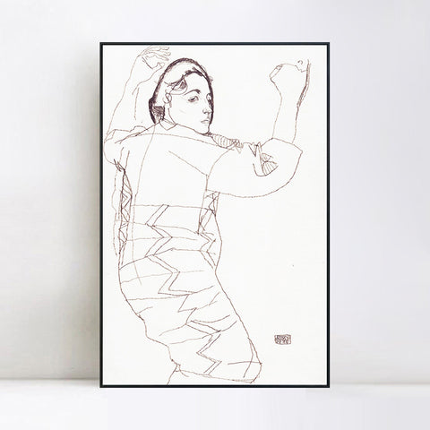 INVIN ART Framed Canvas Giclee Print Woman#82 by Egon Schiele Wall Art Living Room Home Office Decorations