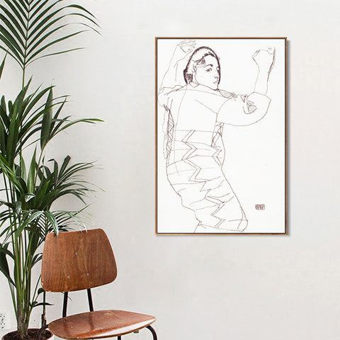 INVIN ART Framed Canvas Giclee Print Woman#82 by Egon Schiele Wall Art Living Room Home Office Decorations