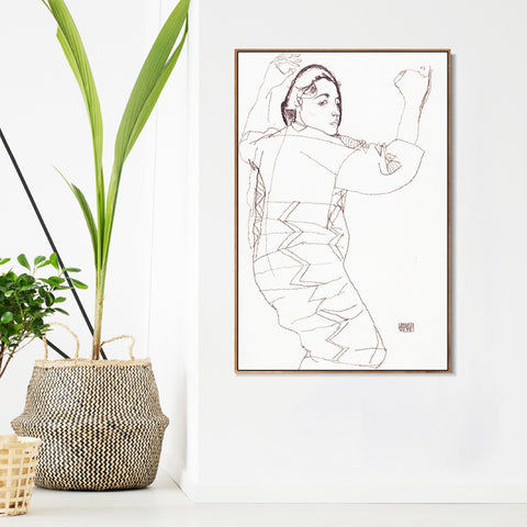 INVIN ART Framed Canvas Giclee Print Woman#82 by Egon Schiele Wall Art Living Room Home Office Decorations
