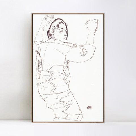 INVIN ART Framed Canvas Giclee Print Woman#82 by Egon Schiele Wall Art Living Room Home Office Decorations