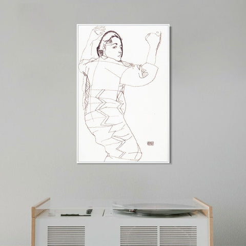 INVIN ART Framed Canvas Giclee Print Woman#82 by Egon Schiele Wall Art Living Room Home Office Decorations