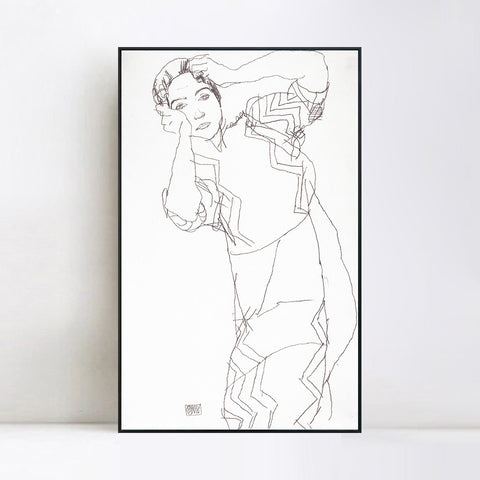 INVIN ART Framed Canvas Giclee Print Woman#83 by Egon Schiele Wall Art Living Room Home Office Decorations