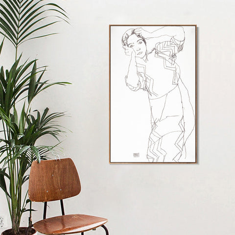 INVIN ART Framed Canvas Giclee Print Woman#83 by Egon Schiele Wall Art Living Room Home Office Decorations