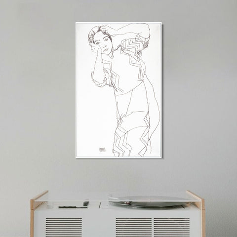 INVIN ART Framed Canvas Giclee Print Woman#83 by Egon Schiele Wall Art Living Room Home Office Decorations