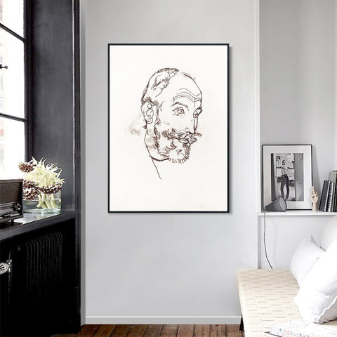 INVIN ART Framed Canvas Giclee Print The head of the old man#84 by Egon Schiele Wall Art Living Room Home Office Decorations