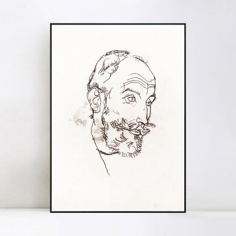 INVIN ART Framed Canvas Giclee Print The head of the old man#84 by Egon Schiele Wall Art Living Room Home Office Decorations