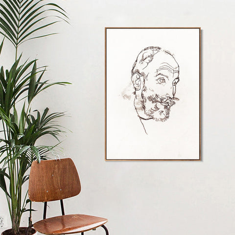 INVIN ART Framed Canvas Giclee Print The head of the old man#84 by Egon Schiele Wall Art Living Room Home Office Decorations