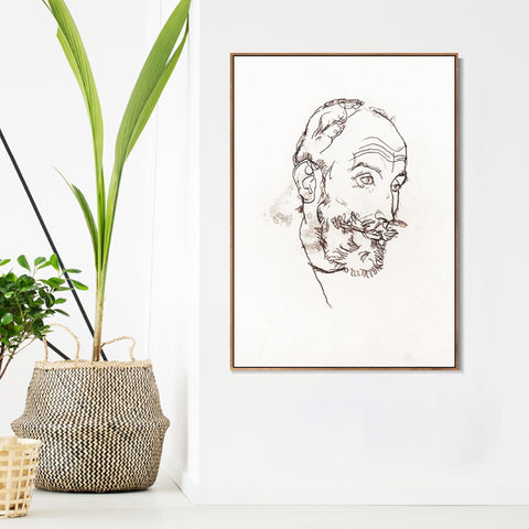 INVIN ART Framed Canvas Giclee Print The head of the old man#84 by Egon Schiele Wall Art Living Room Home Office Decorations