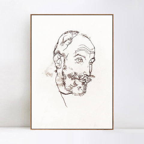 INVIN ART Framed Canvas Giclee Print The head of the old man#84 by Egon Schiele Wall Art Living Room Home Office Decorations