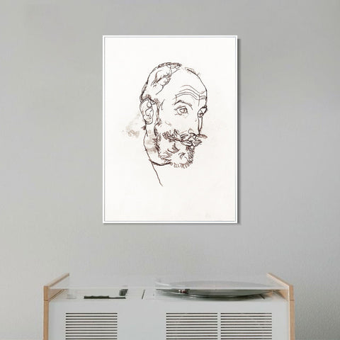 INVIN ART Framed Canvas Giclee Print The head of the old man#84 by Egon Schiele Wall Art Living Room Home Office Decorations