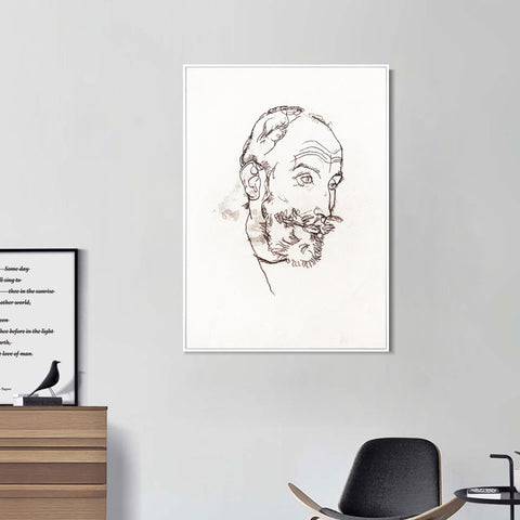 INVIN ART Framed Canvas Giclee Print The head of the old man#84 by Egon Schiele Wall Art Living Room Home Office Decorations
