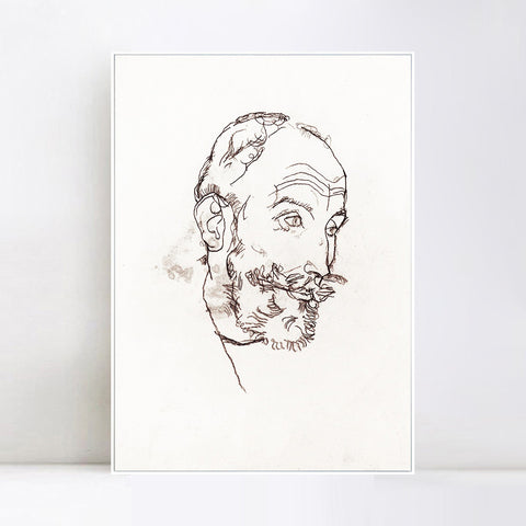 INVIN ART Framed Canvas Giclee Print The head of the old man#84 by Egon Schiele Wall Art Living Room Home Office Decorations