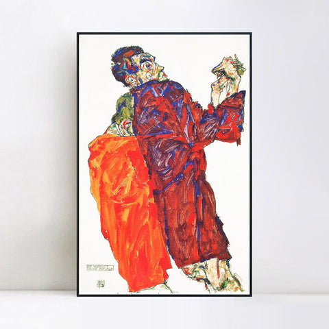 INVIN ART Framed Canvas Giclee Print The Poet by Egon Schiele Wall Art Living Room Home Office Decorations