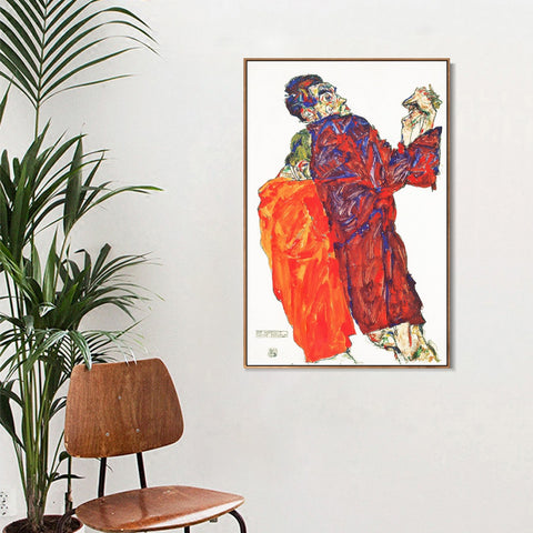 INVIN ART Framed Canvas Giclee Print The Poet by Egon Schiele Wall Art Living Room Home Office Decorations
