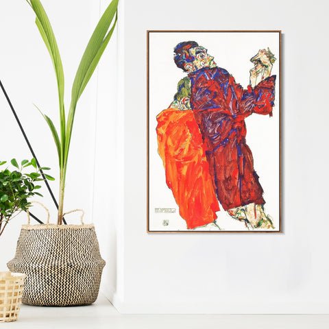 INVIN ART Framed Canvas Giclee Print The Poet by Egon Schiele Wall Art Living Room Home Office Decorations