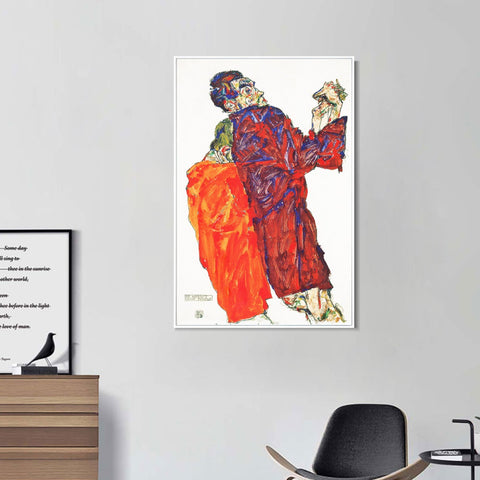 INVIN ART Framed Canvas Giclee Print The Poet by Egon Schiele Wall Art Living Room Home Office Decorations