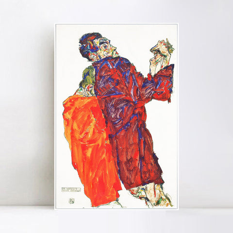 INVIN ART Framed Canvas Giclee Print The Poet by Egon Schiele Wall Art Living Room Home Office Decorations