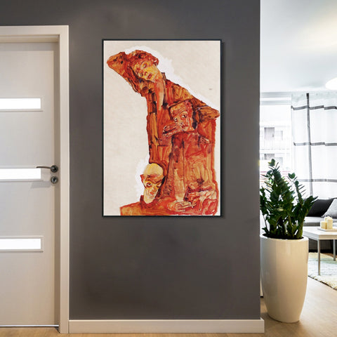 INVIN ART Framed Canvas Giclee Print Series#86 by Egon Schiele Wall Art Living Room Home Office Decorations