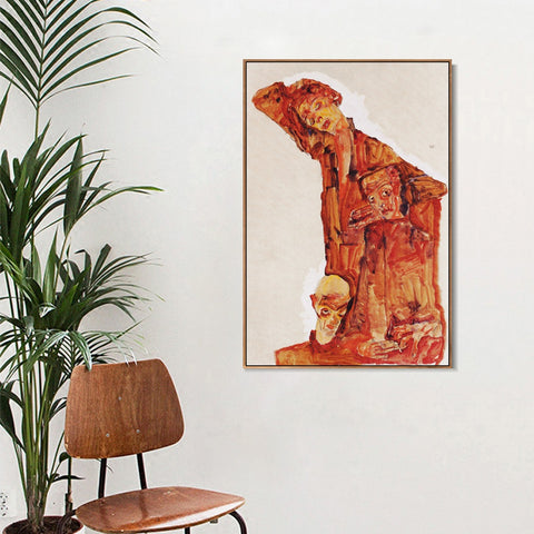 INVIN ART Framed Canvas Giclee Print Series#86 by Egon Schiele Wall Art Living Room Home Office Decorations
