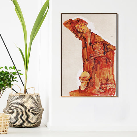 INVIN ART Framed Canvas Giclee Print Series#86 by Egon Schiele Wall Art Living Room Home Office Decorations