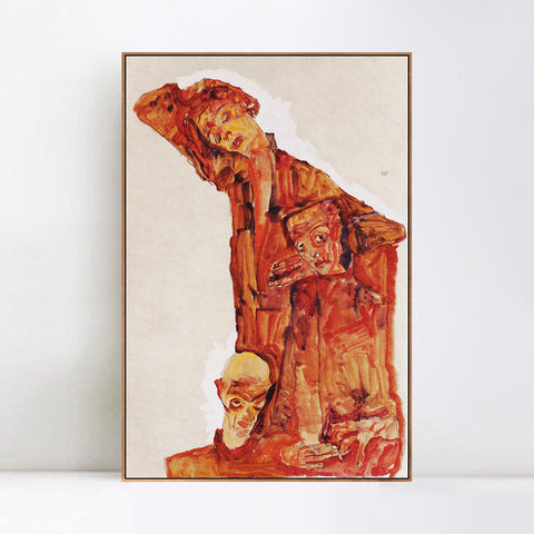 INVIN ART Framed Canvas Giclee Print Series#86 by Egon Schiele Wall Art Living Room Home Office Decorations