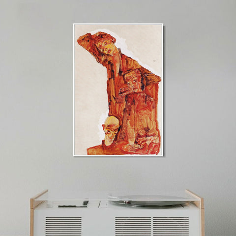 INVIN ART Framed Canvas Giclee Print Series#86 by Egon Schiele Wall Art Living Room Home Office Decorations