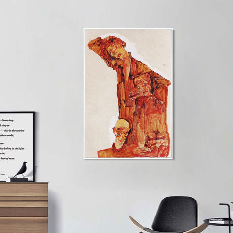 INVIN ART Framed Canvas Giclee Print Series#86 by Egon Schiele Wall Art Living Room Home Office Decorations