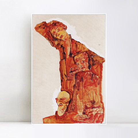 INVIN ART Framed Canvas Giclee Print Series#86 by Egon Schiele Wall Art Living Room Home Office Decorations