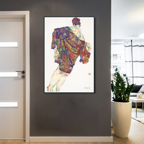 INVIN ART Framed Canvas Giclee Print Series#89 by Egon Schiele Wall Art Living Room Home Office Decorations