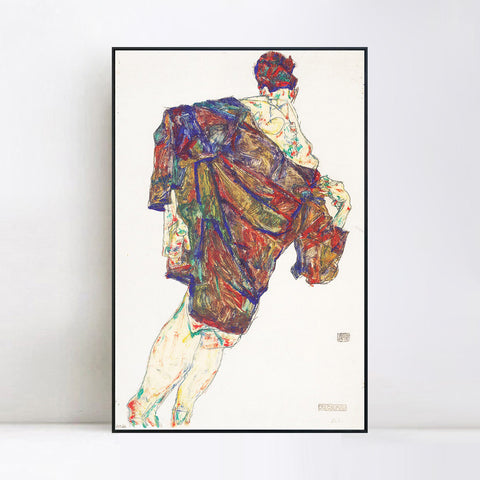 INVIN ART Framed Canvas Giclee Print Series#89 by Egon Schiele Wall Art Living Room Home Office Decorations
