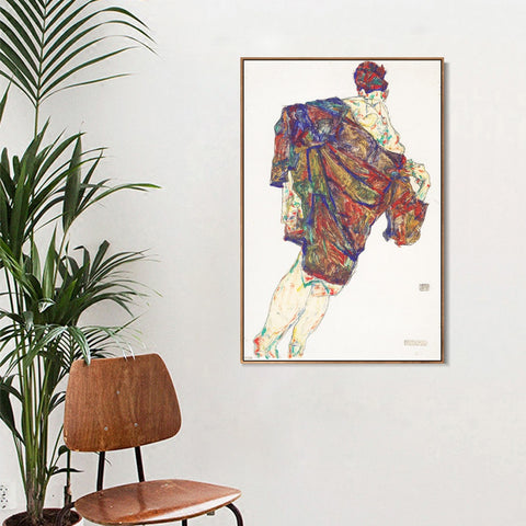 INVIN ART Framed Canvas Giclee Print Series#89 by Egon Schiele Wall Art Living Room Home Office Decorations
