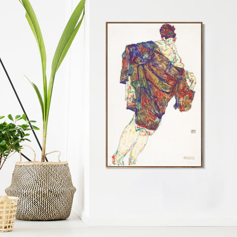 INVIN ART Framed Canvas Giclee Print Series#89 by Egon Schiele Wall Art Living Room Home Office Decorations