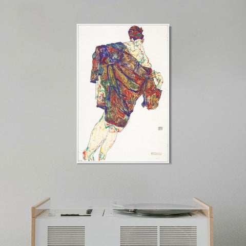 INVIN ART Framed Canvas Giclee Print Series#89 by Egon Schiele Wall Art Living Room Home Office Decorations