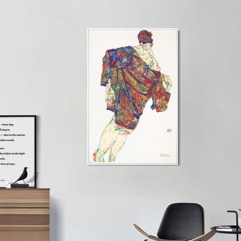 INVIN ART Framed Canvas Giclee Print Series#89 by Egon Schiele Wall Art Living Room Home Office Decorations
