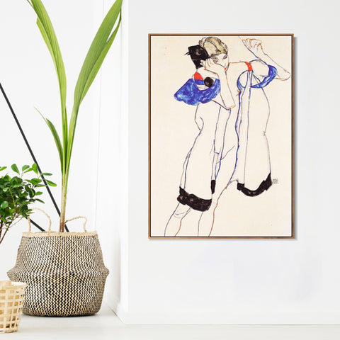 INVIN ART Framed Canvas Giclee Print Woman#91 by Egon Schiele Wall Art Living Room Home Office Decorations