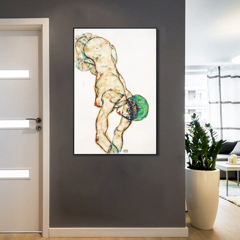 INVIN ART Framed Canvas Giclee Print Woman#93 by Egon Schiele Wall Art Living Room Home Office Decorations