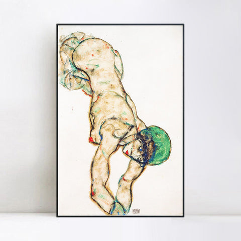 INVIN ART Framed Canvas Giclee Print Woman#93 by Egon Schiele Wall Art Living Room Home Office Decorations