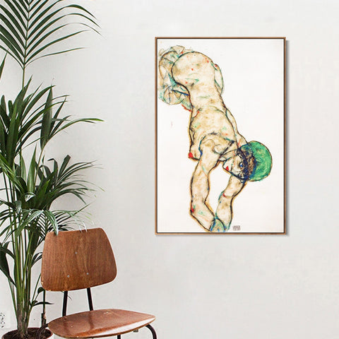 INVIN ART Framed Canvas Giclee Print Woman#93 by Egon Schiele Wall Art Living Room Home Office Decorations