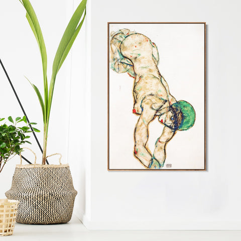 INVIN ART Framed Canvas Giclee Print Woman#93 by Egon Schiele Wall Art Living Room Home Office Decorations
